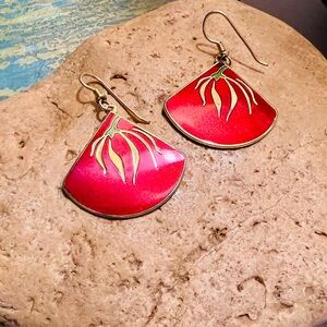 Vintage Laurel Burch “Willow Fan” Earrings